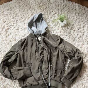 Outer Edge bomber streetwear Khaki Jacket with Charcoal Details